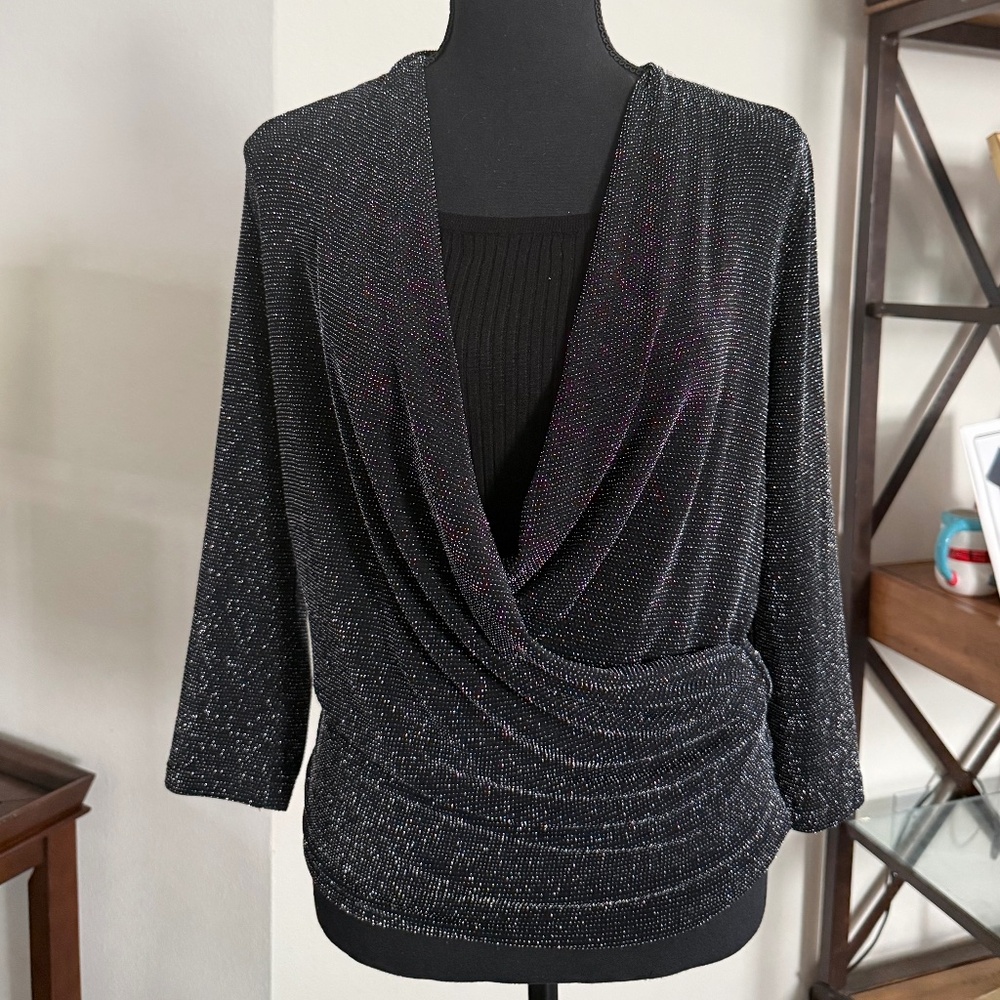 Tops black shimmer long sleeve